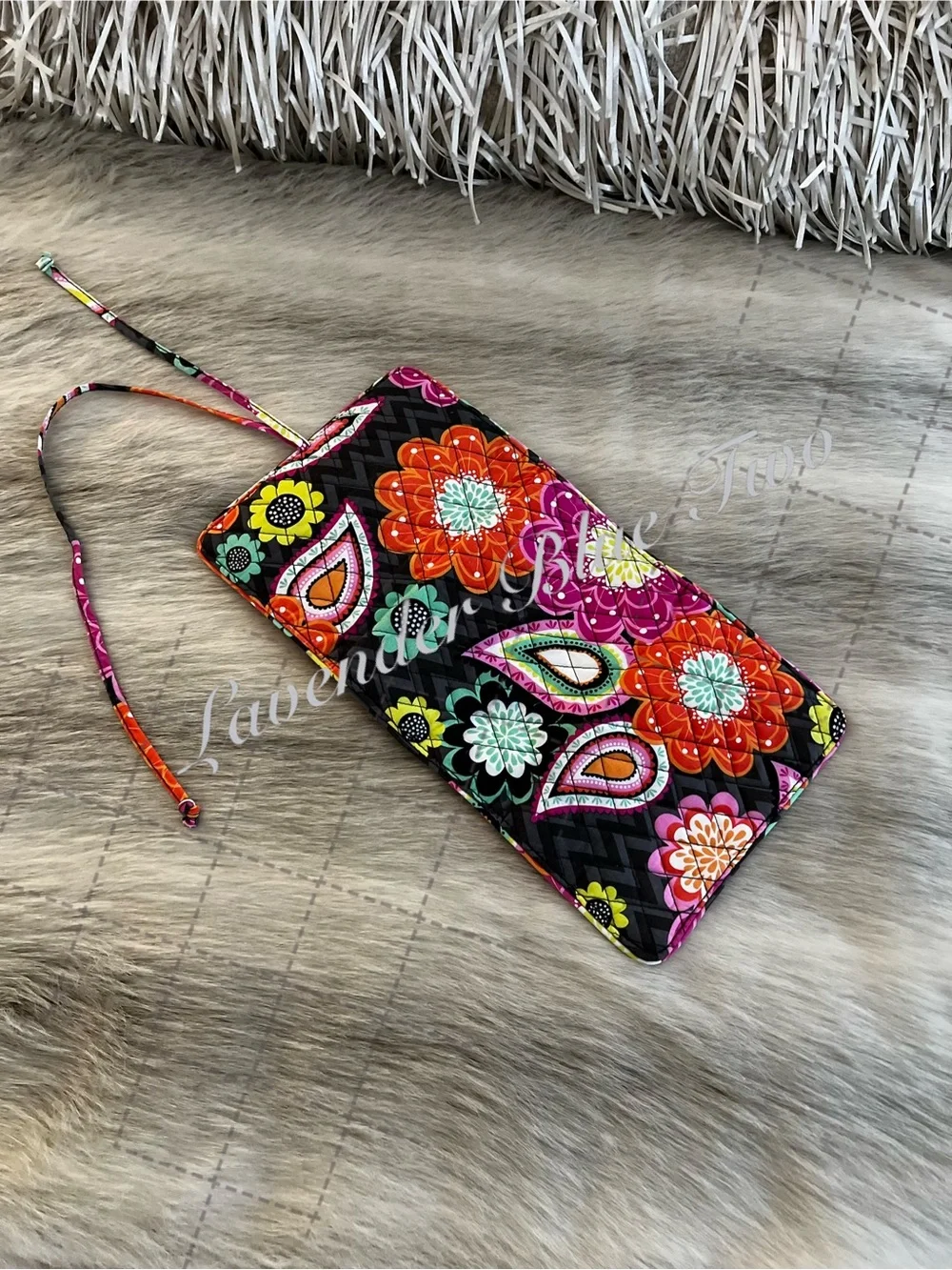 VERA BRADLEY Ziggy Zinnia  2014 All Wrapped Up Jewlery Roll Case  Orange Floral